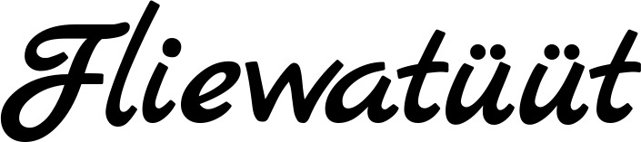 Vorschau des Bootsnamens "Fliewatüüt" als Schriftzug für "Bootsbeschriftung Klassisch 77"