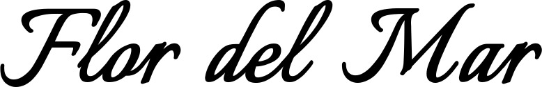 Vorschau des Bootsnamens "Flor del Mar" als Schriftzug für "Bootsbeschriftung Klassisch 58"