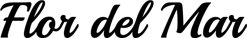 Vorschau des Bootsnamens "Flor del Mar" als Schriftzug für "Bootsbeschriftung Klassisch 86"