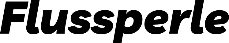 Vorschau des Bootsnamens "Flussperle" als Schriftzug für "Bootsbeschriftung Kursiv 06"