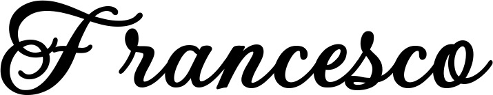 Vorschau des Bootsnamens "Francesco" als Schriftzug für "Bootsbeschriftung Klassisch 69"