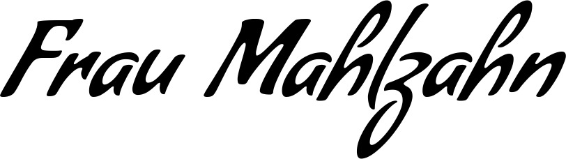 Vorschau des Bootsnamens "Frau Mahlzahn" als Schriftzug für "Bootsbeschriftung Klassisch 57"