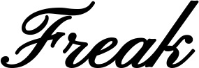 Vorschau des Bootsnamens "Freak" als Schriftzug für "Bootsbeschriftung Klassisch 107"