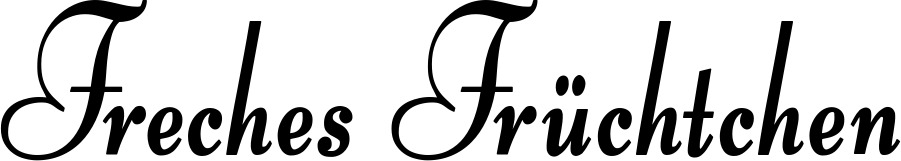 Vorschau des Bootsnamens "Freches Früchtchen" als Schriftzug für "Bootsbeschriftung Klassisch 76"