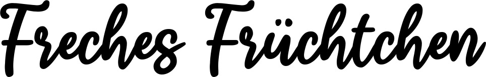 Vorschau des Bootsnamens "Freches Früchtchen" als Schriftzug für "Bootsbeschriftung Klassisch 74"