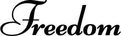 Vorschau des Bootsnamens "Freedom" als Schriftzug für "Bootsbeschriftung Klassisch 76-A"