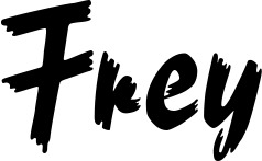 Vorschau des Bootsnamens "Frey" als Schriftzug für "Bootsbeschriftung Neu 10"