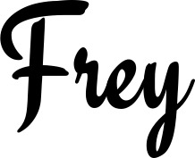 Vorschau des Bootsnamens "Frey" als Schriftzug für "Bootsbeschriftung Klassisch 63"