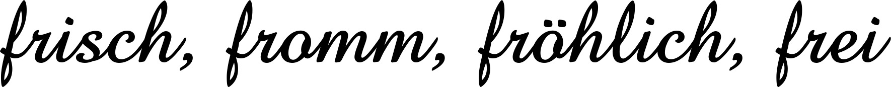 Vorschau des Bootsnamens "frisch, fromm, fröhlich, frei" als Schriftzug für "Bootsbeschriftung Klassisch 02-A"