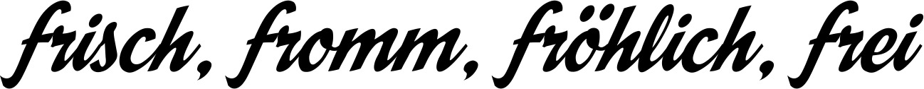 Vorschau des Bootsnamens "frisch, fromm, fröhlich, frei" als Schriftzug für "Bootsbeschriftung Klassisch 29"
