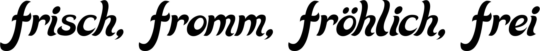 Vorschau des Bootsnamens "frisch, fromm, fröhlich, frei" als Schriftzug für "Bootsbeschriftung Klassisch 33"