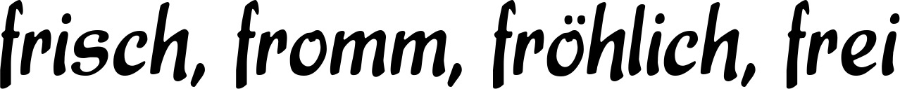 Vorschau des Bootsnamens "frisch, fromm, fröhlich, frei" als Schriftzug für "Bootsbeschriftung Klassisch 15"
