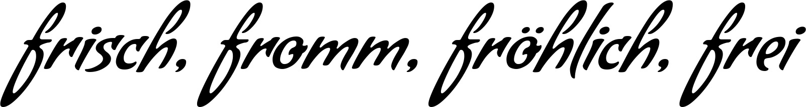 Vorschau des Bootsnamens "frisch, fromm, fröhlich, frei" als Schriftzug für "Bootsbeschriftung Klassisch 57"