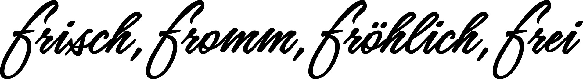 Vorschau des Bootsnamens "frisch, fromm, fröhlich, frei" als Schriftzug für "Bootsbeschriftung Klassisch 71"
