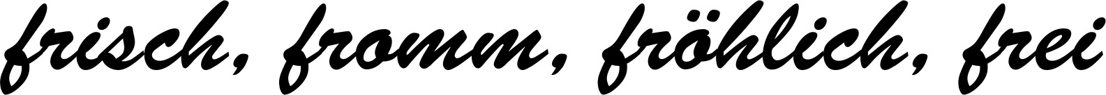 Vorschau des Bootsnamens "frisch, fromm, fröhlich, frei" als Schriftzug für "Bootsbeschriftung Klassisch 03"