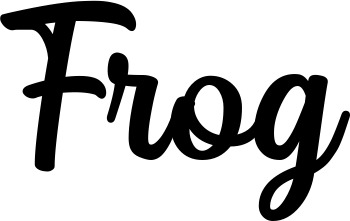 Vorschau des Bootsnamens "Frog" als Schriftzug für "Bootsbeschriftung Klassisch 43"