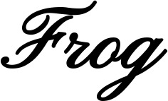 Vorschau des Bootsnamens "Frog" als Schriftzug für "Bootsbeschriftung Klassisch 107"