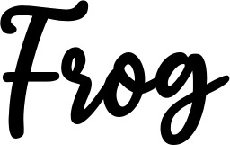 Vorschau des Bootsnamens "Frog" als Schriftzug für "Bootsbeschriftung Klassisch 74"