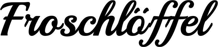 Vorschau des Bootsnamens "Froschlöffel" als Schriftzug für "Bootsbeschriftung Klassisch 86"