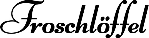 Vorschau des Bootsnamens "Froschlöffel" als Schriftzug für "Bootsbeschriftung Klassisch 76-A"