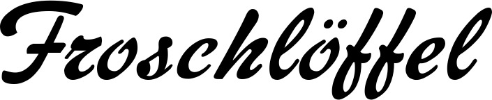Vorschau des Bootsnamens "Froschlöffel" als Schriftzug für "Bootsbeschriftung Klassisch 12"