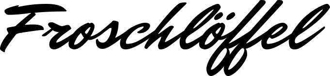 Vorschau des Bootsnamens "Froschlöffel" als Schriftzug für "Bootsbeschriftung Klassisch 82"