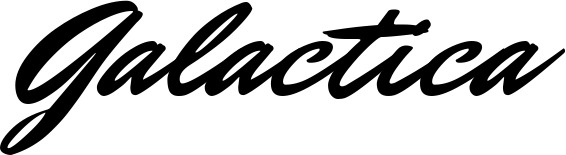 Vorschau des Bootsnamens "Galactica" als Schriftzug für "Bootsbeschriftung Klassisch 82"