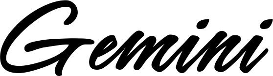 Vorschau des Bootsnamens "Gemini" als Schriftzug für "Bootsbeschriftung Klassisch 71"