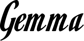 Vorschau des Bootsnamens "Gemma" als Schriftzug für "Bootsbeschriftung Klassisch 93"