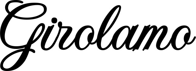 Vorschau des Bootsnamens "Girolamo" als Schriftzug für "Bootsbeschriftung Klassisch 70"