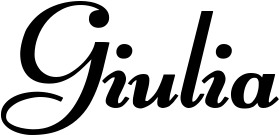 Vorschau des Bootsnamens "Giulia" als Schriftzug für "Bootsbeschriftung Klassisch 76-A"