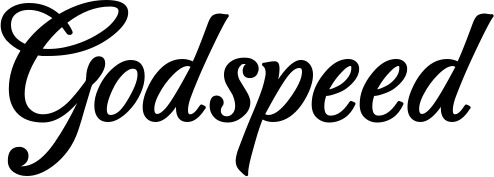 Vorschau des Bootsnamens "Godspeed" als Schriftzug für "Bootsbeschriftung Klassisch 50"