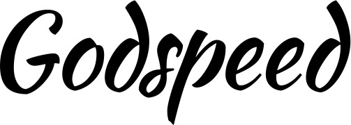 Vorschau des Bootsnamens "Godspeed" als Schriftzug für "Bootsbeschriftung Klassisch 73"