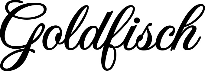 Vorschau des Bootsnamens "Goldfisch" als Schriftzug für "Bootsbeschriftung Klassisch 70"