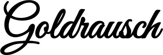 Vorschau des Bootsnamens "Goldrausch" als Schriftzug für "Bootsbeschriftung Klassisch 68"