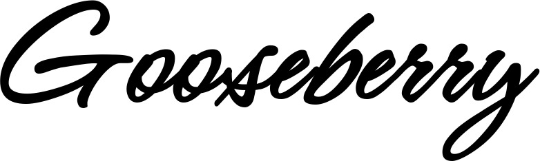 Vorschau des Bootsnamens "Gooseberry" als Schriftzug für "Bootsbeschriftung Klassisch 71"
