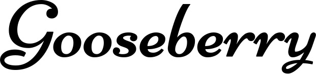 Vorschau des Bootsnamens "Gooseberry" als Schriftzug für "Bootsbeschriftung Klassisch 84"