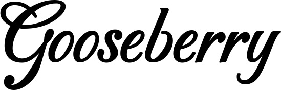 Vorschau des Bootsnamens "Gooseberry" als Schriftzug für "Bootsbeschriftung Klassisch 50"