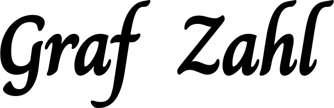 Vorschau des Bootsnamens "Graf Zahl" als Schriftzug für "Bootsbeschriftung Klassisch 51"