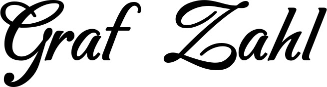 Vorschau des Bootsnamens "Graf Zahl" als Schriftzug für "Bootsbeschriftung Klassisch 50"