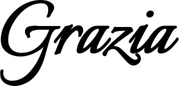 Vorschau des Bootsnamens "Grazia" als Schriftzug für "Bootsbeschriftung Klassisch 58"