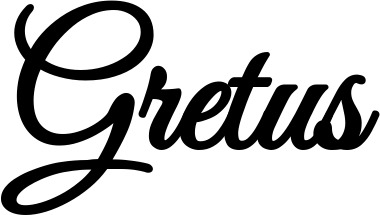 Vorschau des Bootsnamens "Gretus" als Schriftzug für "Bootsbeschriftung Klassisch 68"