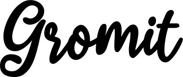 Vorschau des Bootsnamens "Gromit" als Schriftzug für "Bootsbeschriftung Klassisch 74"