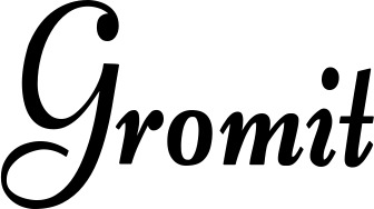 Vorschau des Bootsnamens "Gromit" als Schriftzug für "Bootsbeschriftung Klassisch 76"
