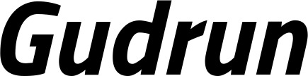 Vorschau des Bootsnamens "Gudrun" als Schriftzug für "Bootsbeschriftung Kursiv 14"