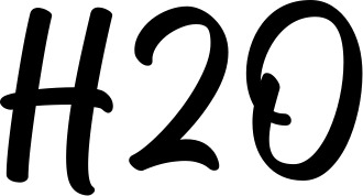 Vorschau des Bootsnamens "H2O" als Schriftzug für "Bootsbeschriftung Klassisch 43"
