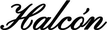 Vorschau des Bootsnamens "Halcón" als Schriftzug für "Bootsbeschriftung Klassisch 107"
