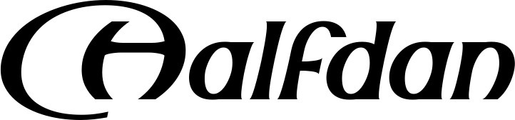 Vorschau des Bootsnamens "Halfdan" als Schriftzug für "Bootsbeschriftung Neu 08"