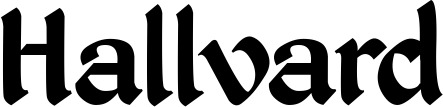 Vorschau des Bootsnamens "Hallvard" als Schriftzug für "Bootsbeschriftung Klassisch 06"