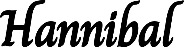 Vorschau des Bootsnamens "Hannibal" als Schriftzug für "Bootsbeschriftung Klassisch 51"
